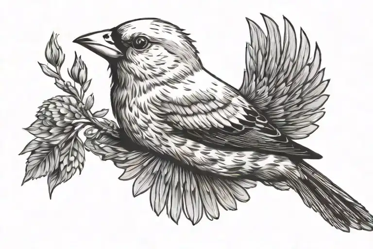 White Finch Bird Flying Towards