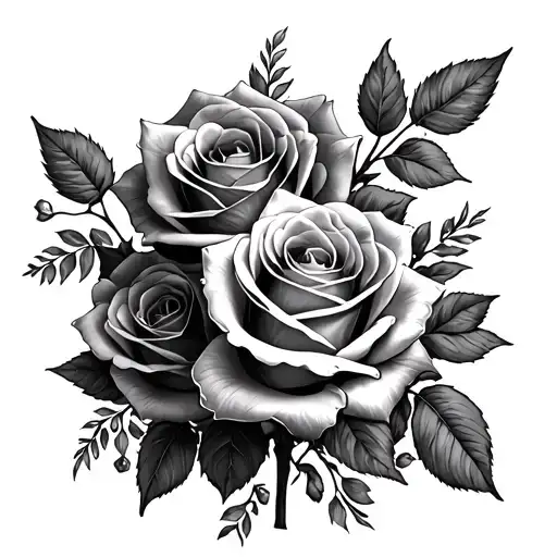 Several Roses On The Thigh Female