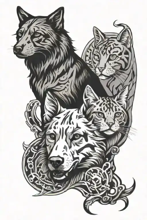 Veterinary Medicine Symbol With Dog And Cat