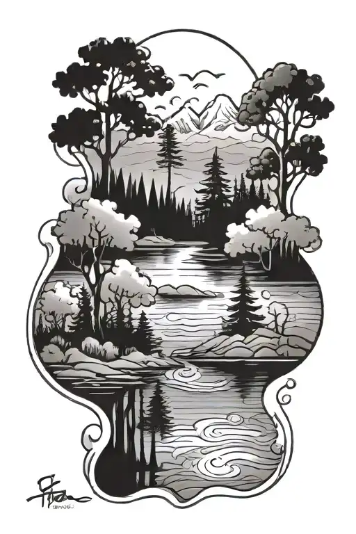 Water And Trees Colors Over Lake