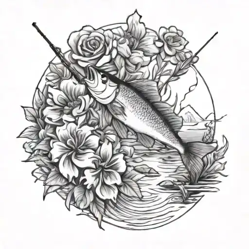 Fishing Flowers At Lake