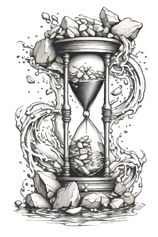 Hourglass With Water Rocks In Top Splashing Down