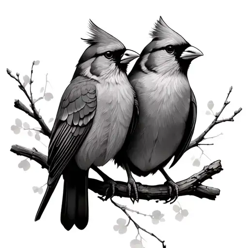 2 Cardinal Birds Sitting Together Symbolizing
