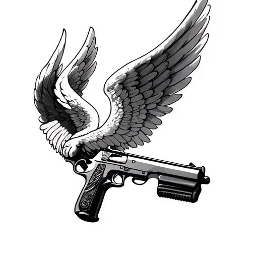 Angels Wings Holding A Gun