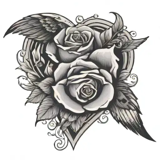 Rose Wings Time Heart