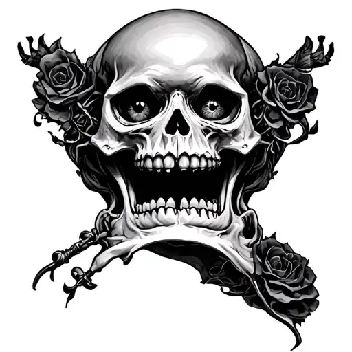 Skull With Open Jaw And Eye In It