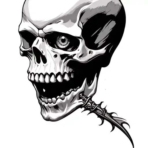 Skull With Open Jaw And Eye In This Jaw