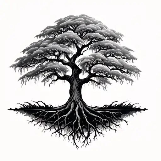 Weeping Willow Tree With Roots