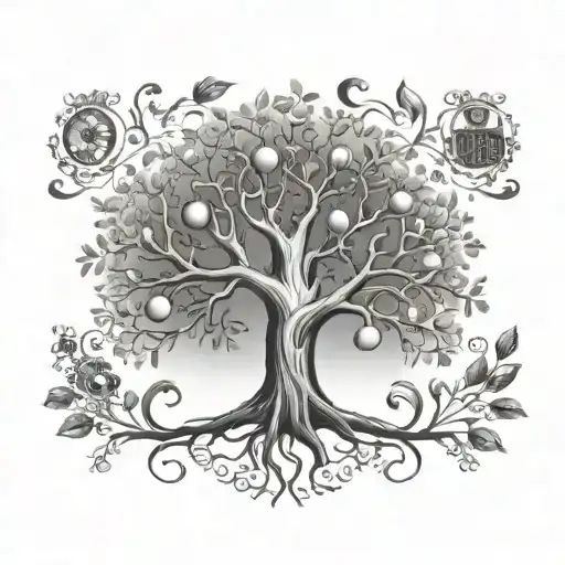 A Family Tree Tattoo With Each Branch Representing A Different Sport Played By Family Members