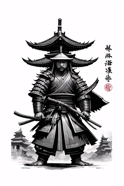 Samurai And Japanese Temple Ruins