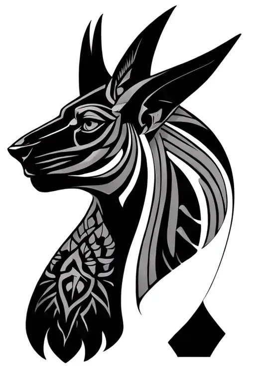 Mandala Design Anubis Portrait With Half