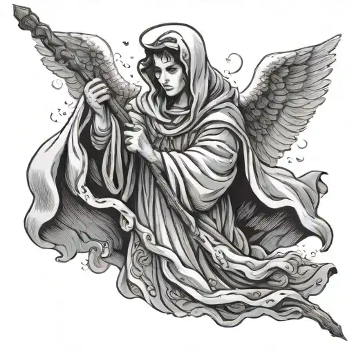 Angel In A Cloak With A Stick