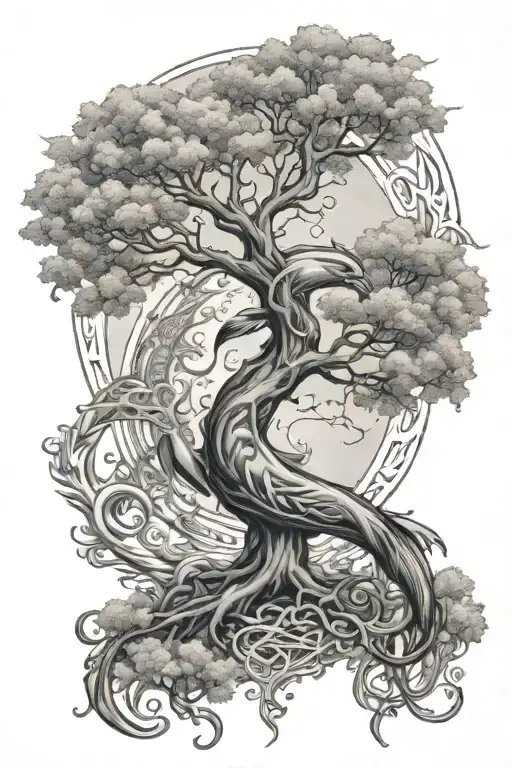 Dophin Tree Of Life Lined On Back