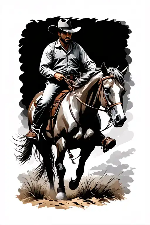 Cowboy Riding A Horse