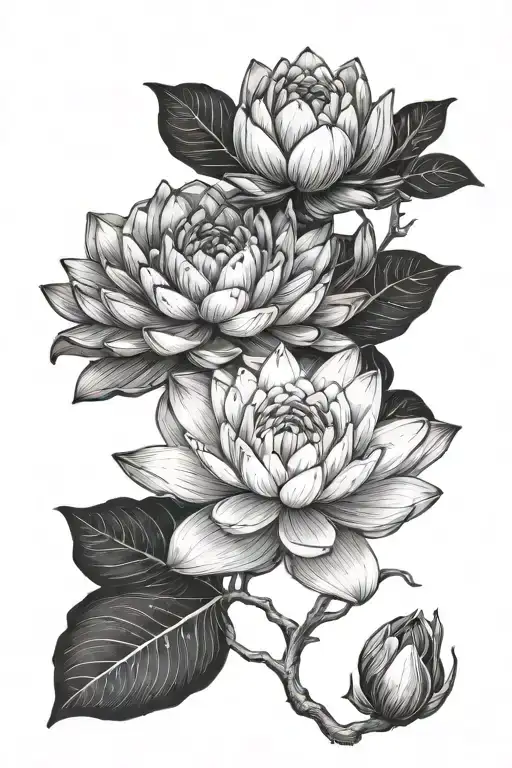 Water Lily Flower And Rose Growing