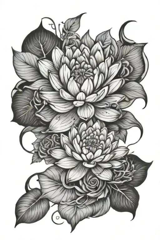 Water Lily Flower And Rose Wrapped