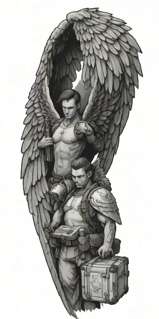 A Medic Angel With Wings Made Of Health Kits From Video Games