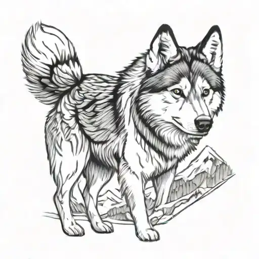 Husky Dog In Mountains