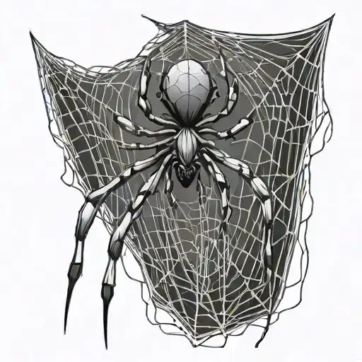 Spider Hanging Form A Web In Cyber Sigilism
