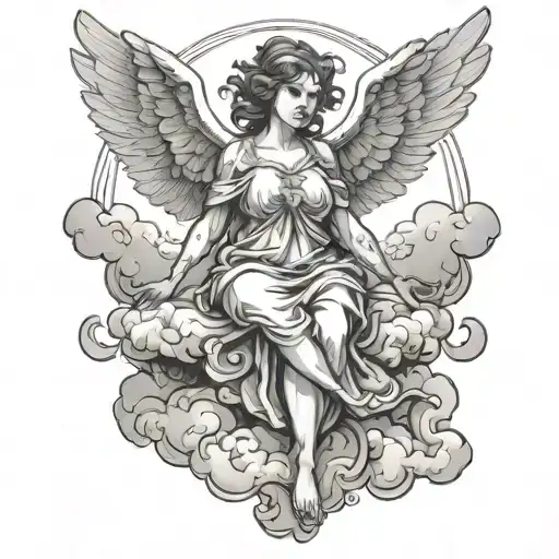 Angel On Clouds Surrounding