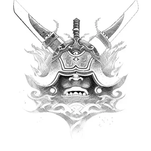 A Japanese Warrior Wielding A Fiery Sword In A Traditional Cultural Setting