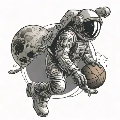 Astronaut Playing Basketball