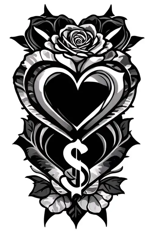 Tribal Hearts Diamonds Roses Cash Signs Intertwined