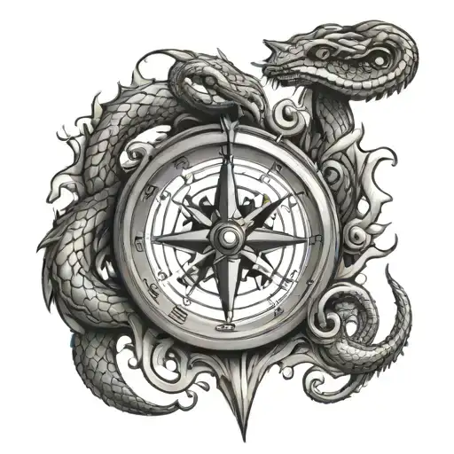 Compass Clock Snake Fire