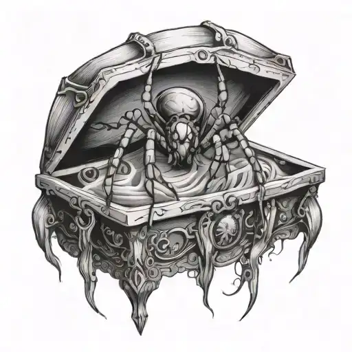 A Spider Crawling Out Of A Coffin