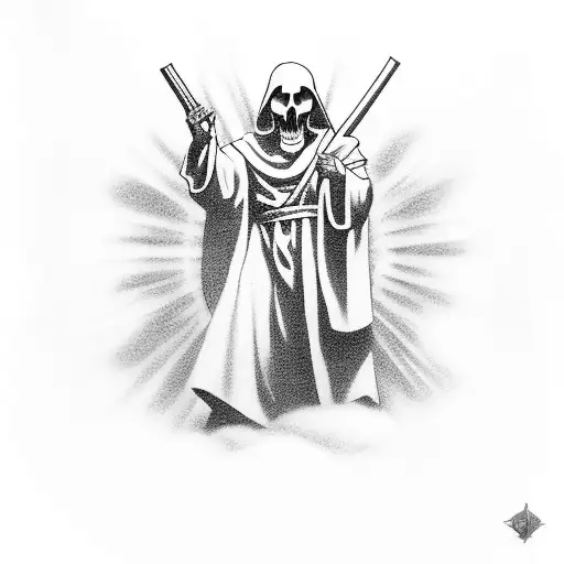 Full Chest Tattoo Grim Reaper And Jesus