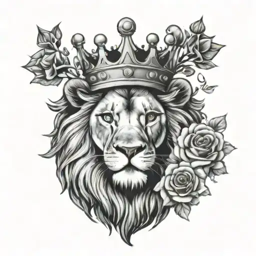 Lion With Crown And Roses