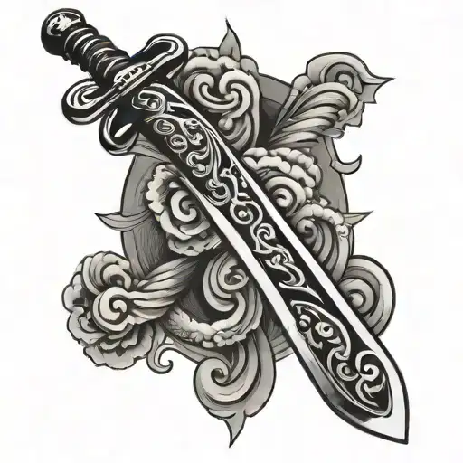 Japanese Sword With Finger Waves