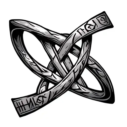 Trinity Knot With Ring Engraved With Nordic Runes