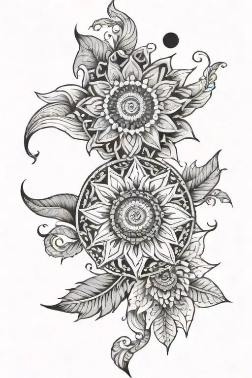 Mandala Moon Sun Flowers