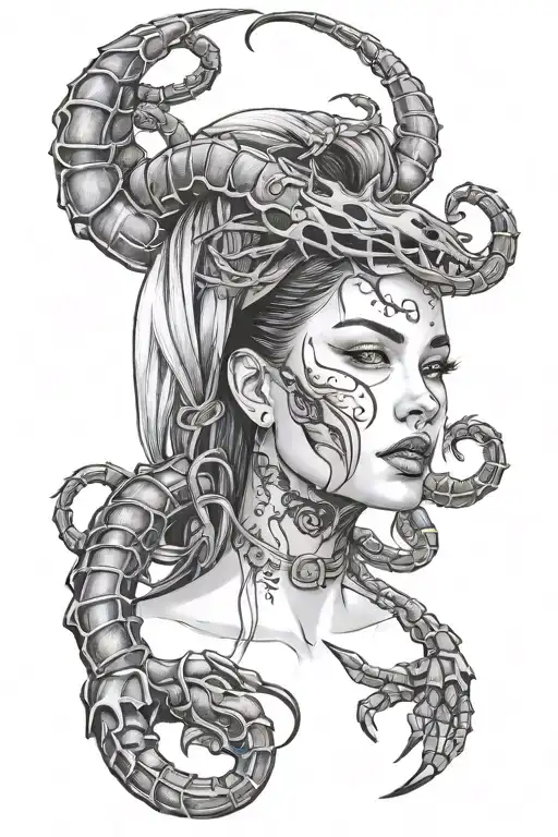 Woman Face With Scorpion