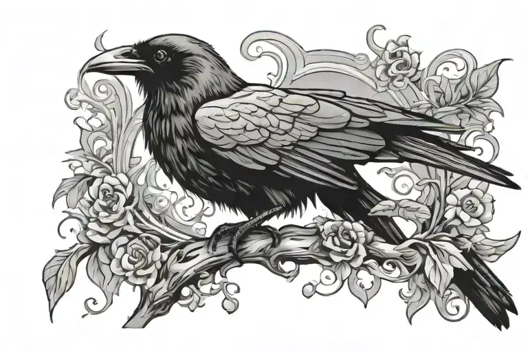 Raven Perched On Top