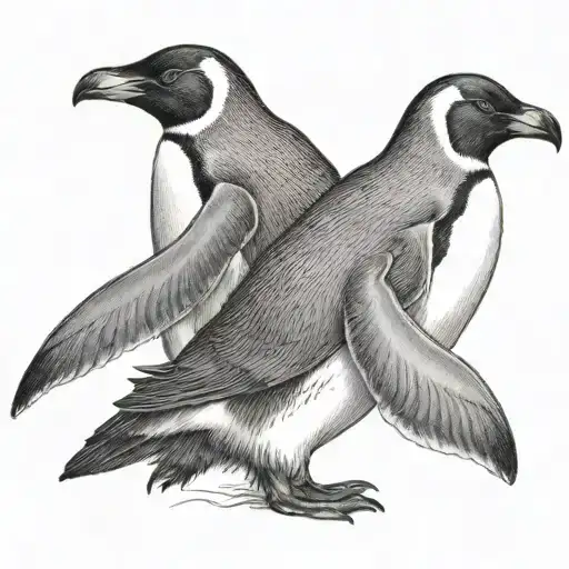 A Fatherly Penguin And Its Chick Standing Guard Against Threats In The Antarctic