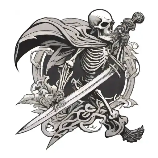 Skeleton Dragging A Sword Stuck