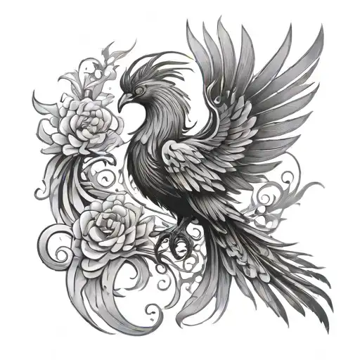 A Phoenix And Its Fledglings Symbolizing Rebirth And Protection