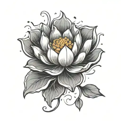 Lotus Blossom With Koi Fish And Rose Petals