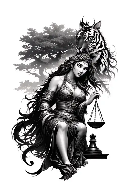 Tiger Chess Samurai Forest Lady Of Justice Intertwined