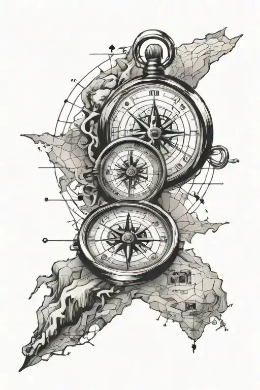 Route And Compass And Map Symbolizing