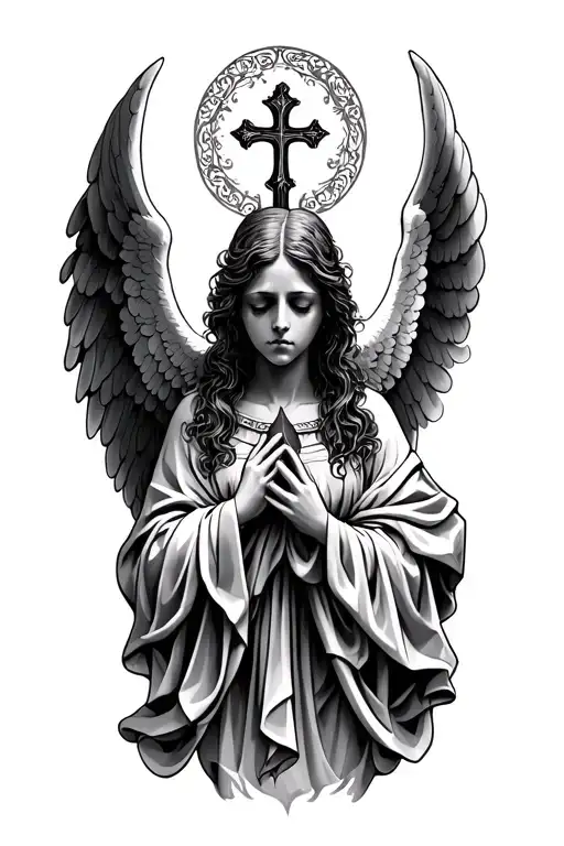 Sad Angel With Cross