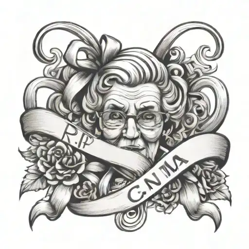 Rip Grandma With Ribbon Wrapped