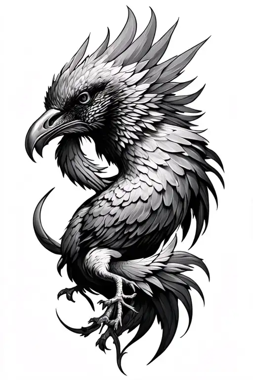 Realistic Phonix Tattoo Design
