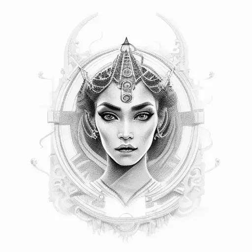 A Portrait Of Goddess Femida With A Hidden Security Code Subtly Incorporated Into The Design