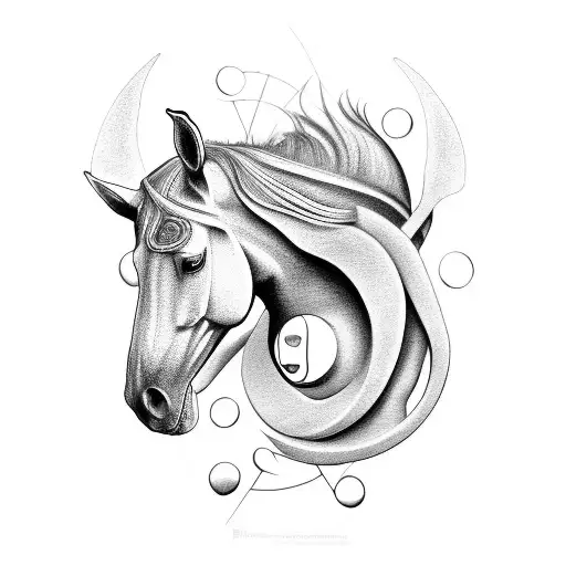 A Horse And A Car Intertwined In A Yin And Yang Symbol