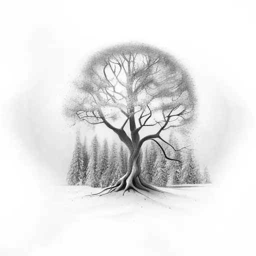 Realistic Tree With Sign Of Number 6