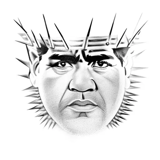 Maradona's Face With A Crown Of Spikes
