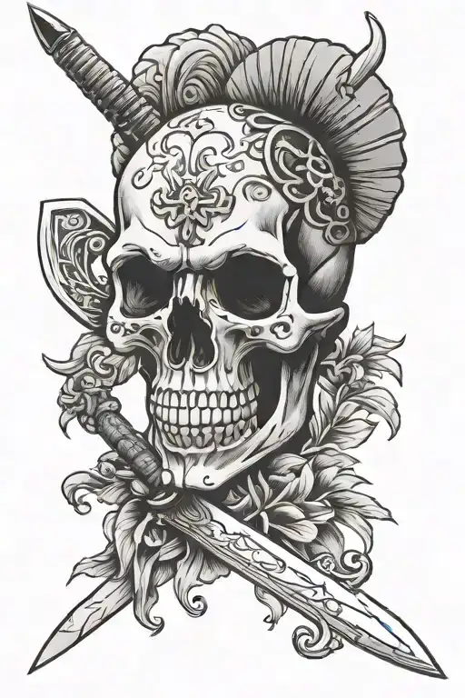 Aries Skull With Knife Cutting